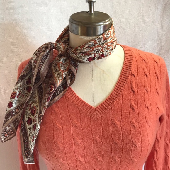 Evelyngrace S/M cashmere salmon vneck sweater - Picture 2 of 7